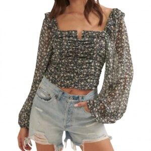 Promesa Black Floral Sheer Blouse